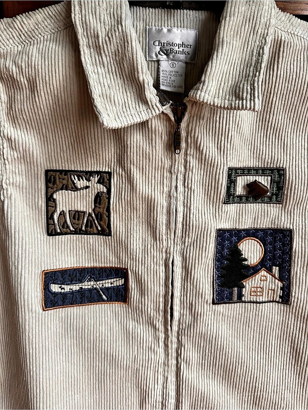 Christopher & Banks Corduroy Patch Vest in Cream Like New - Picture 3 of 5